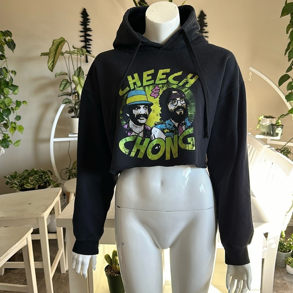 Cheech and Chong crop hoodie black size med